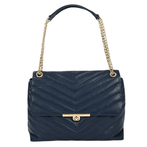 Bolsa Jorge Bischoff Feminina Grande Metalassê Marinho Couro