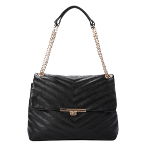 Bolsa Jorge Bischoff Feminina Grande Metalassê Preta Couro