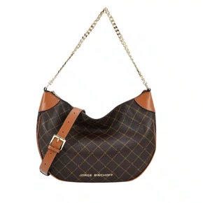 Bolsa Jorge Bischoff Feminina Hobo Marrom Monograma