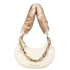 Bolsa Jorge Bischoff Feminina Ombro Alça Pelo Removível Natural Couro