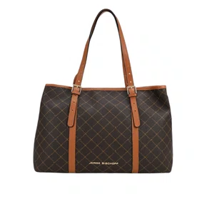 Bolsa Jorge Bischoff Feminina Shopping Marrom Monograma Jb