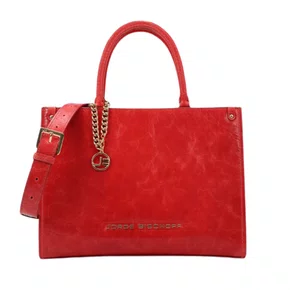 Bolsa Jorge Bischoff Feminina Tote Vermelha Couro - Grande 