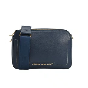 Bolsa Jorge Bischoff Feminina Tranversal Azul Marinho Couro