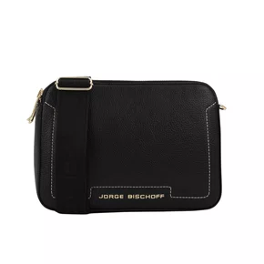 Bolsa Jorge Bischoff Feminina Tranversal Preto Couro