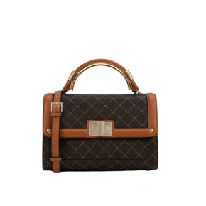 Bolsa Jorge Bischoff Feminino Satchel Marrom Monograma JB - Média 