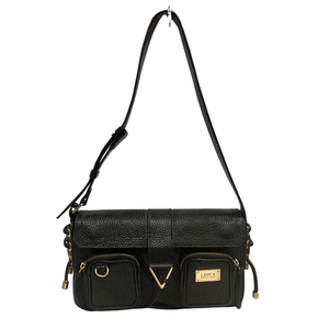 Bolsa Lamça Perfume Feminina Média Preta Couro