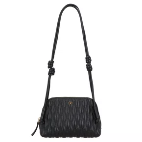 Bolsa Luiza Barcelos Feminina Matelassê Preto Couro - Pequena