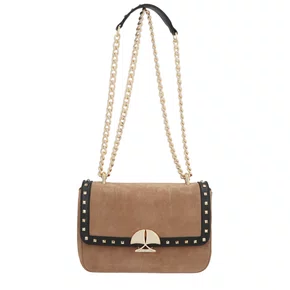 Bolsa Luiza Barcelos Femina Fendi Preto Couro Camurça Média