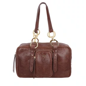 Bolsa Luiza Barcelos Feminina Café Couro - Média