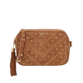 Bolsa Luiza Barcelos Feminina Caramelo Couro Camurça - Pequena