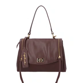 Bolsa Luiza Barcelos Feminina Coffee Couro - Pequena