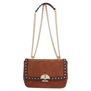 Bolsa Luiza Barcelos Femina Fendi Caramelo Coffee Couro Camurça Média