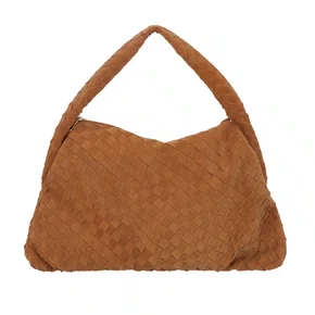Bolsa Luiza Barcelos Feminina hobo Tressê Caramelo Couro Camurça