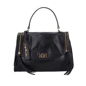 Bolsa Luiza Barcelos Feminina Preto Couro - Média