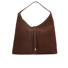 Bolsa Luiza Barcelos Femininas Hobo Café Camurça - Média 