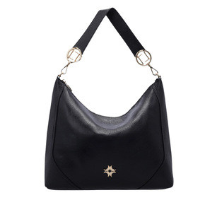 Bolsa Luz da Lua Feminina Hobo Extra Grande Preto Couro