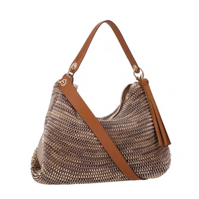 Bolsa Luz da Lua Feminina Hobo Grande Madras Ouro - Grande 