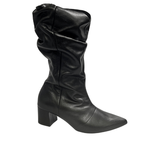 Bota Berti Maria Feminina Salto Bloco Couro Preta