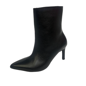 Bota Berti Maria Preta Salto Alto Bico Fino Couro 