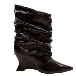 Bota Cecconello Feminina Slouchy Preta Couro