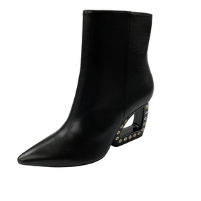 Bota Cecconello Preta Salto Vazado Couro