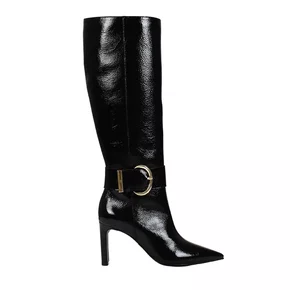 Bota Jorge Bischoff Feminina Cano Alto Preto Couro Verniz