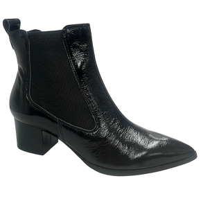 Bota Jorge Bischoff Feminina Cano Baixo Preto Couro Verniz