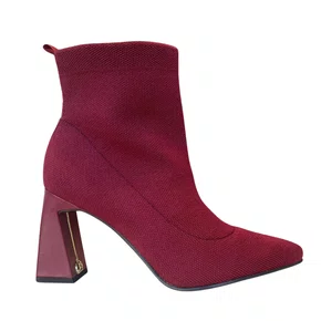 Bota Jorge Bischoff Feminina Cano Baixo Vinho Knit