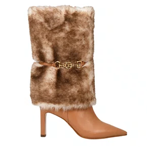 Bota Jorge Bischoff Feminina Pelo Removível Caramelo Couro