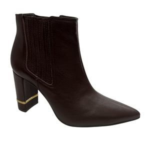 Bota Jorge Bischoff Feminina Salto Alto Marrom Couro