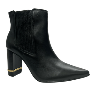 Bota Jorge Bischoff Feminina Salto Alto Preta Couro