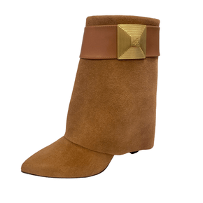 Bota Lança Perfume Fold Over Preta  Couro