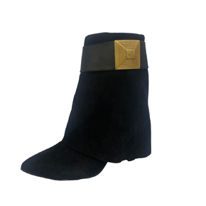 Bota Lança Perfume Fold Over Preta  Couro