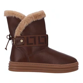 Bota Lua da Lua Feminina Pelo Trufa Bege Couro