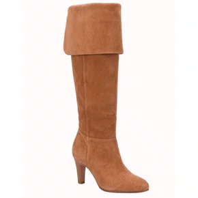 Bota Luiza Barcelos Over Feminina Caramelo Couro Camurça
