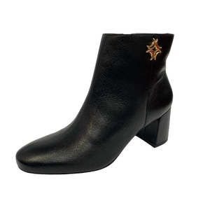 Bota Luz da Lua Preta Salto Bloco Couro 