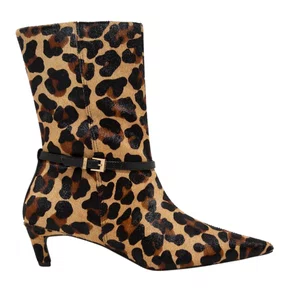 Bota Santa Lolla Feminina Bico Fino Animal Print Couro