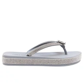 Chinelo Lança Perfume Feminino Flatform Brilhos Prata