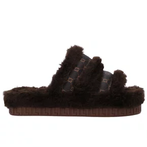 Chinelo Luz da Lua Flat Feminino Tamara Mocca Pelo 