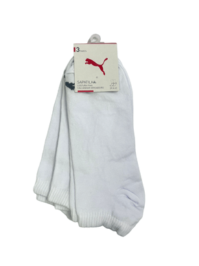 Kit 3 Pares Meia Sapatilha Puma Branca com Preta 