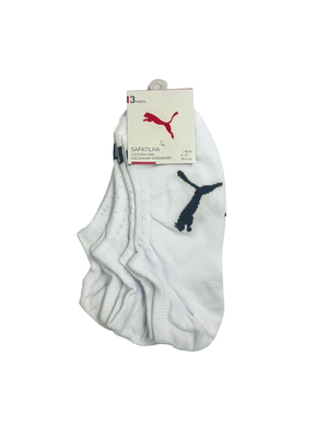 Kit 3 Pares Meia Sapatilha Puma Branca Com Preta 
