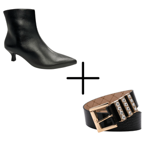 Kit Bota Berti Maria Preta + Cinto Jorge Bischoff Preto