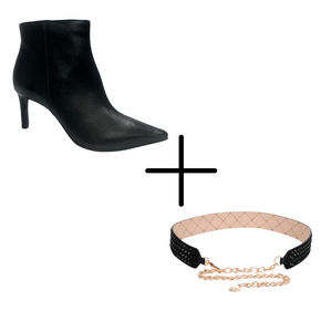 Kit Bota Jorge Bischoff Feminina Preta + Cinto Jorge Bischoff Corrente Preto