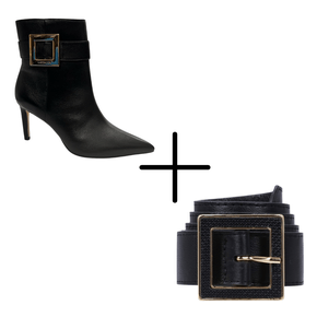 Kit Bota Luz da Lua Feminina Preta + Cinto Luz da Lua Preto