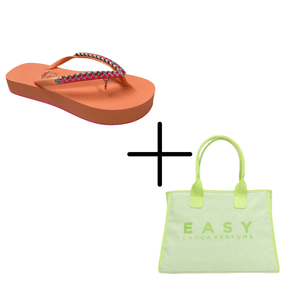 Kit Chinelo Santa Lolla Feminina Orange + Bolsa Lança Perfume Verde