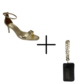 Kit Sandália Santa Lolla Feminina Dourada + Cluth Lança Perfume Feminina Preta