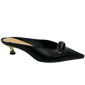 Mule Cecconello Feminino Salto Baixo Preto Couro
