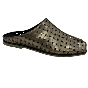 Mule Ipadma Vazado a Laser Prata Velho Couro