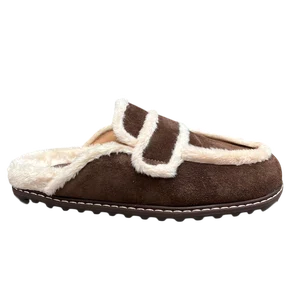 Mule Luiza Barcelos Feminino Pelo Coffee Natural Couro Camurça