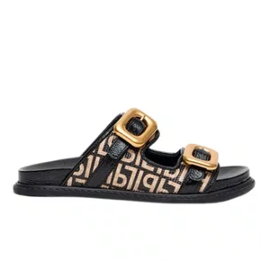 Papete Lança Perfume Feminina Off White Preta Couro